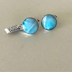 One of a kind Larimar round cuff links